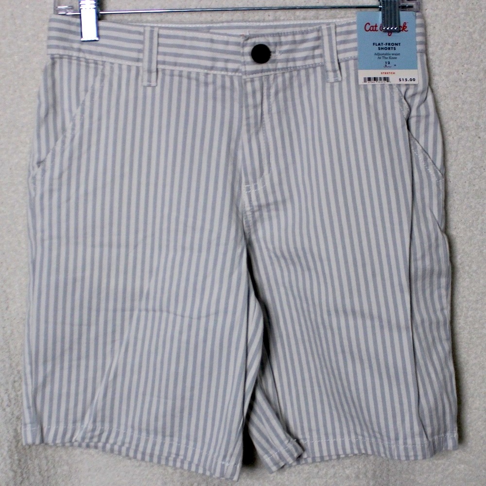 NWT Boys Cat & Jack striped Flat-Front Shorts in Sz (12)